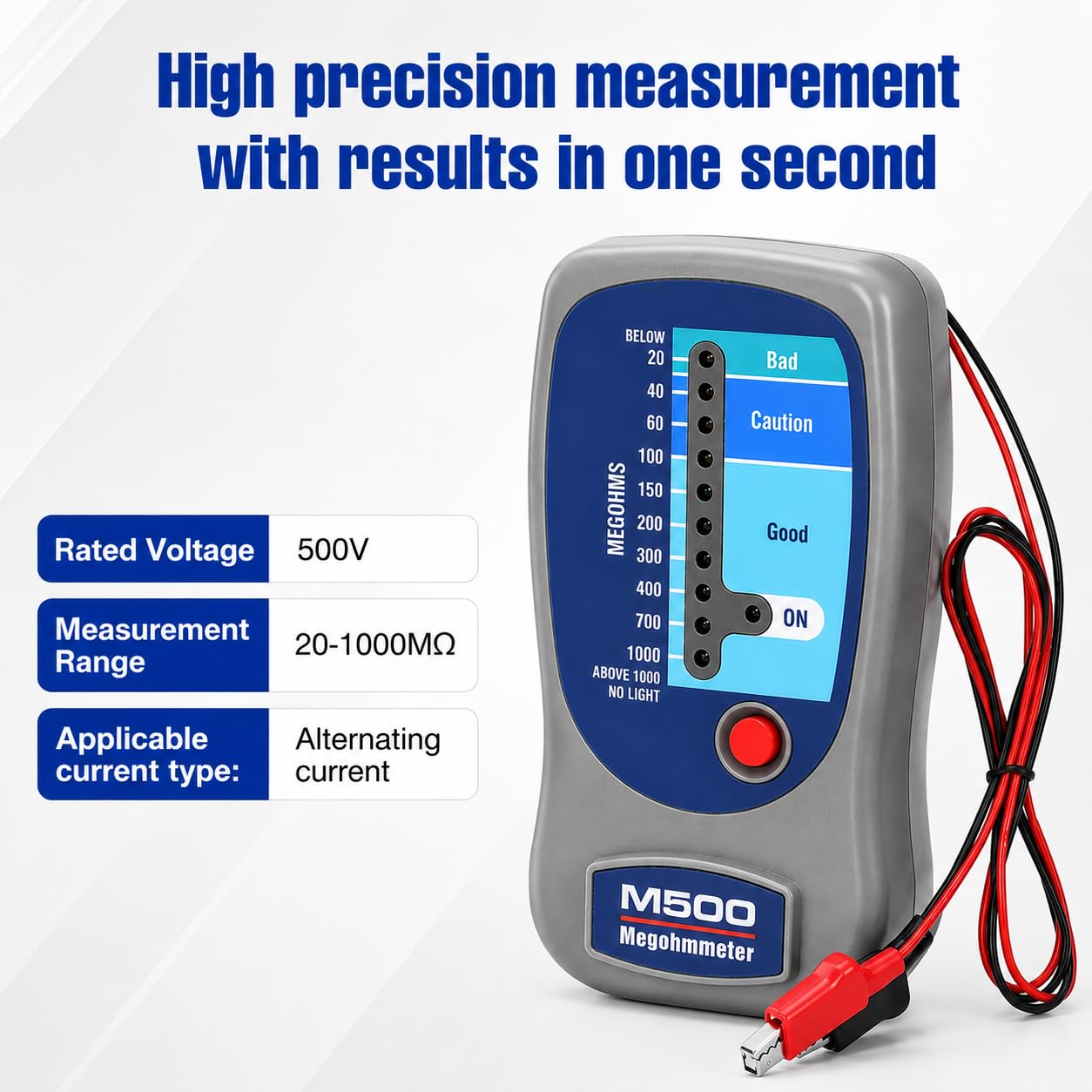 M500 Insulation Megohmmeter, 0-1000MΩ, Compatible with Supco M500 for HVAC — Amazon image 4