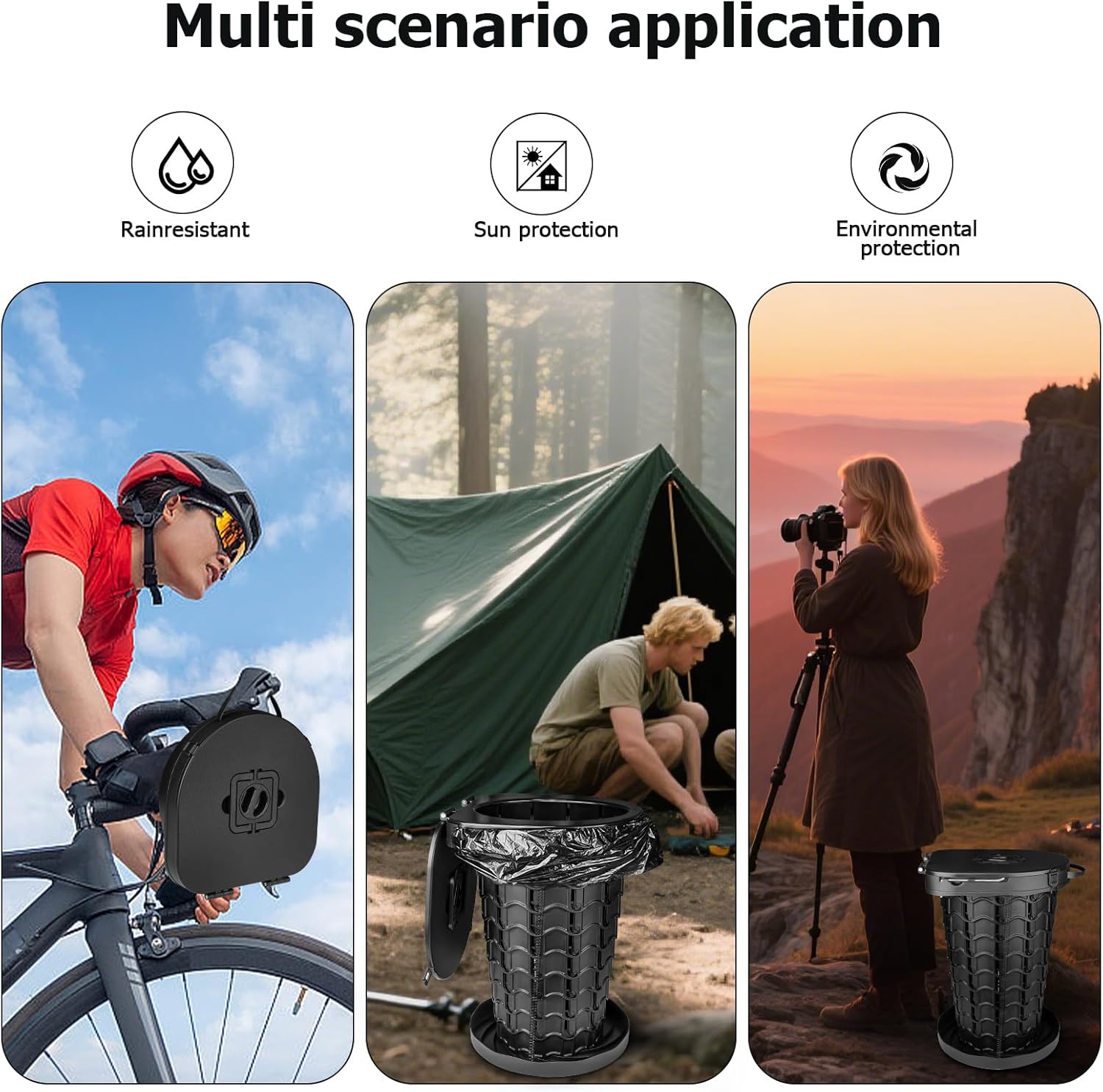 2026 Upgraded XXL 18.7"H Portable Toilet for Adults with Carring Handle for Camping, Adjustable Outdoor Toilet, Folding Collapsible Travel Potty with Storage Bag for Hiking, Tent, Boat, Beach