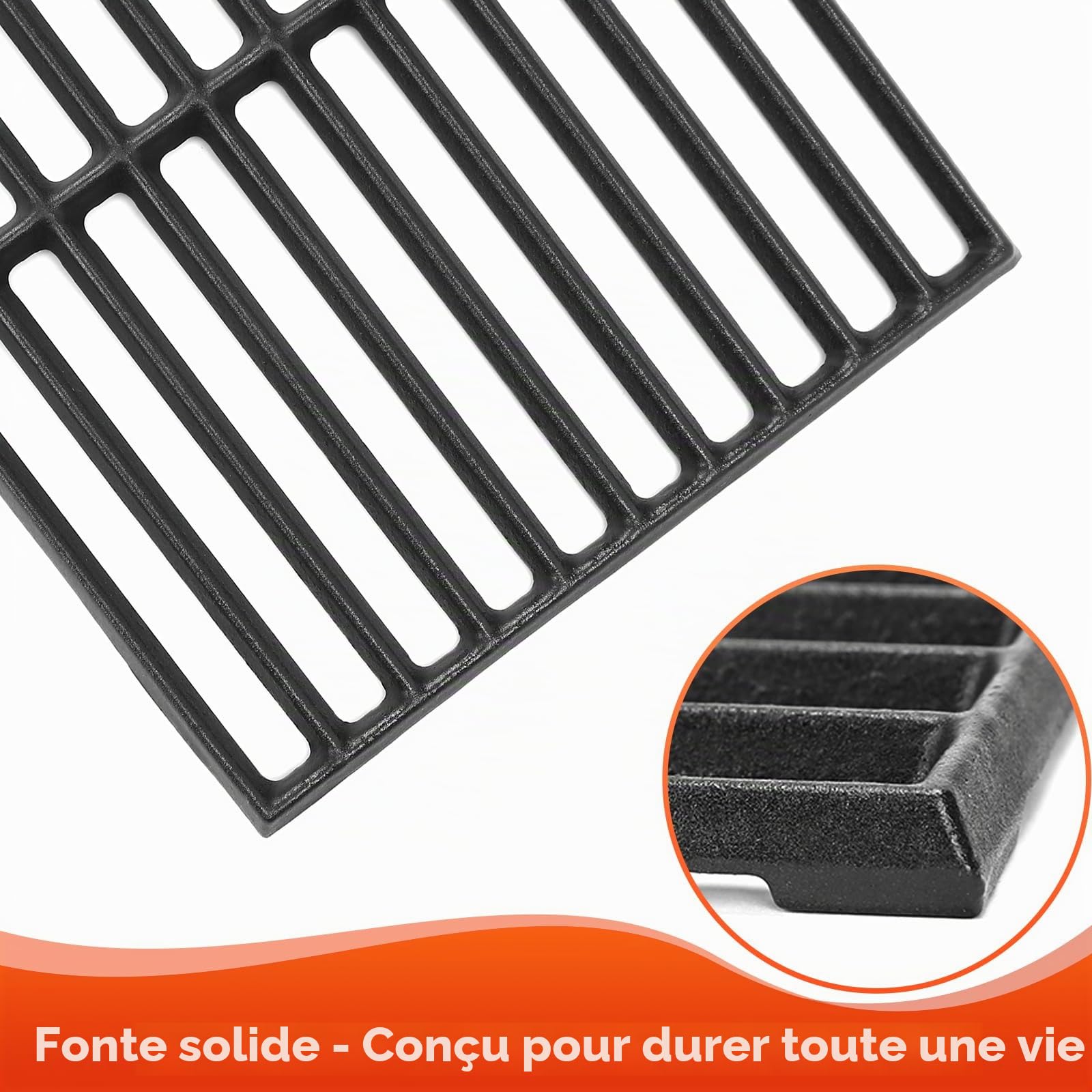 Denmay Grilles en fonte 43 x 63 cm pour Charbroil, Enders Boston 3, Enders Monroe 3 Pro, Landmann Triton 3&4, Profi Cook PC-GG 1058/1059, Barbecook Siesta 310, Broil King, Lot de 3