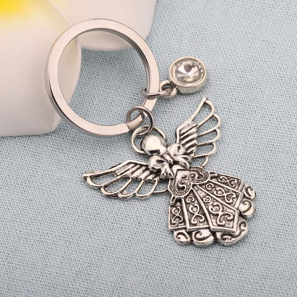 BNQL Guardian Angel Keychain with Birthstone Memorial Key Chain Personalised Gift - Image 4