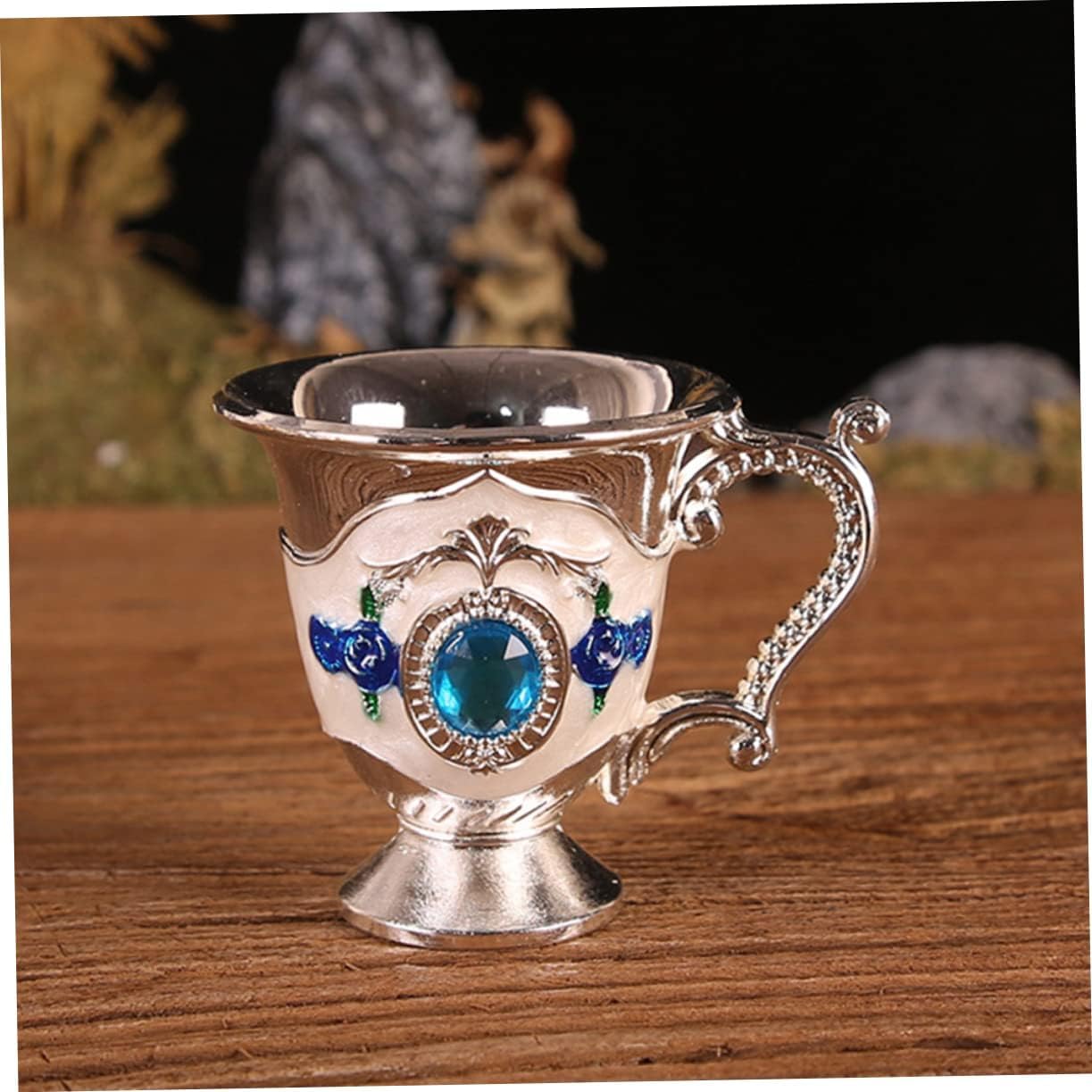 Kielich mosiężny, Kielich, Hall Sip Cup Espresso Glass Barware Glasses Mug Goblet Embossed Chalice Goblet Brass Drinking Cup Cup European(Blu)