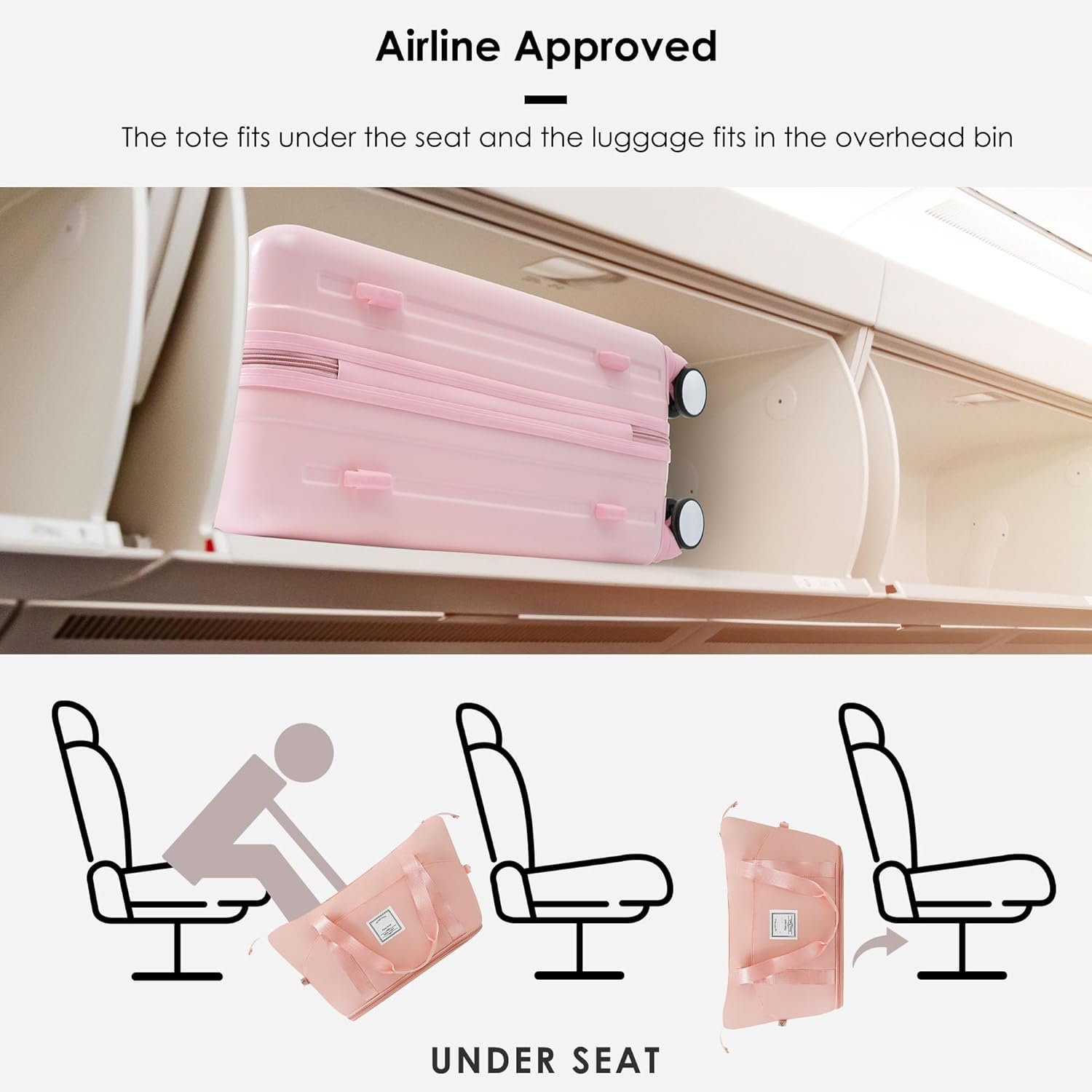 Anwick Pink Carry on Luggage with Front Pocket, Hard Shell Suitcase with USB Port and Cup Holder, Lightweight Rolling Luggage with Expandable Travel Bag (Pink, Carry-On 20-Inch)