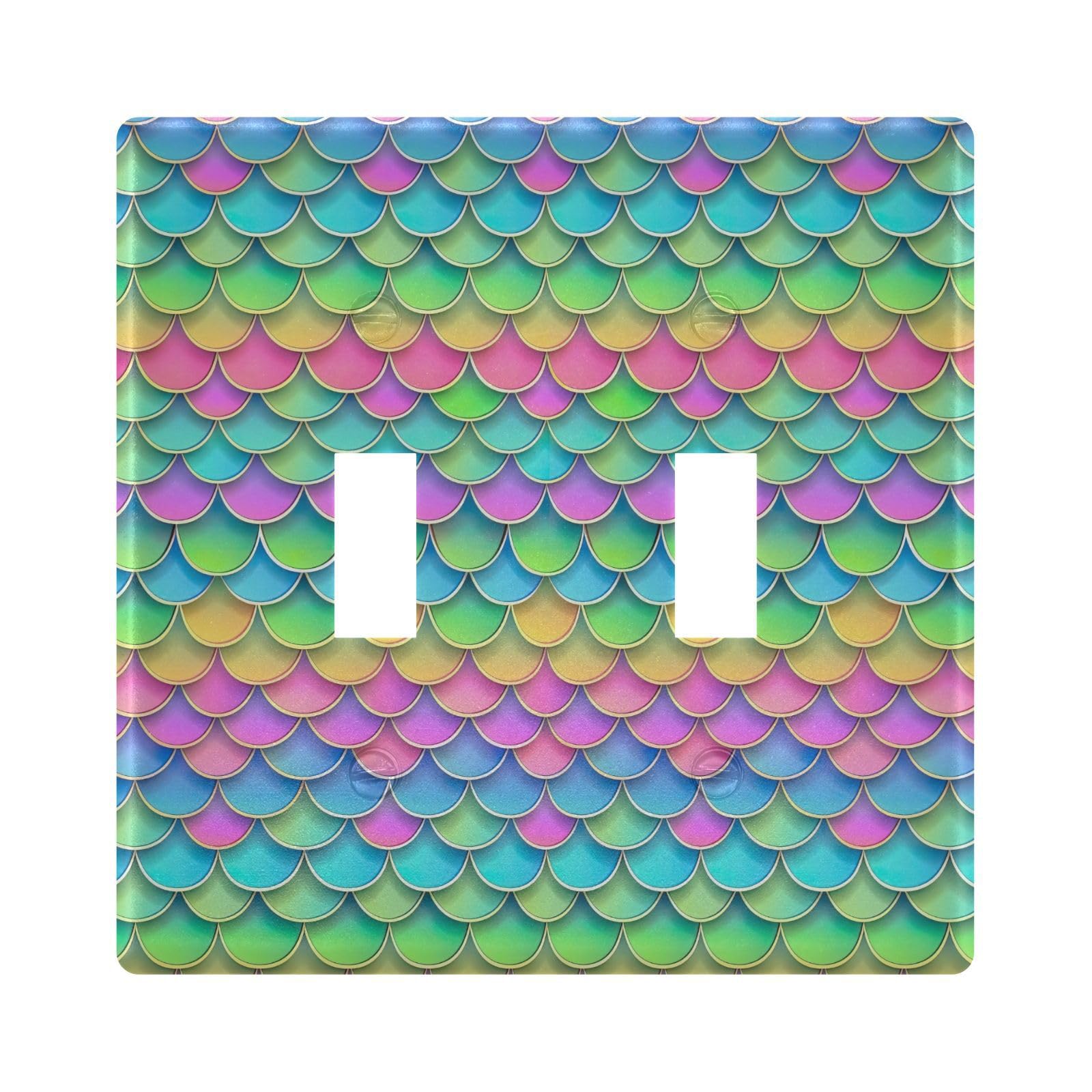 UMIRIKO Rainbow Mermaid Scale Light Switch Cover Plate Covers Decorative Double Toggle Home Decor 202b5414