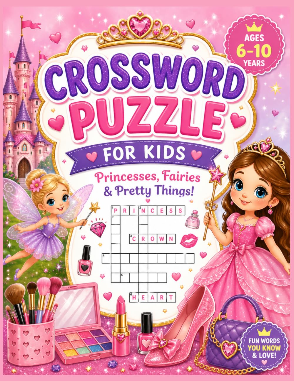 Princess & Fairy Crossword Adventures: Fun Puzzles for Ages 6–10