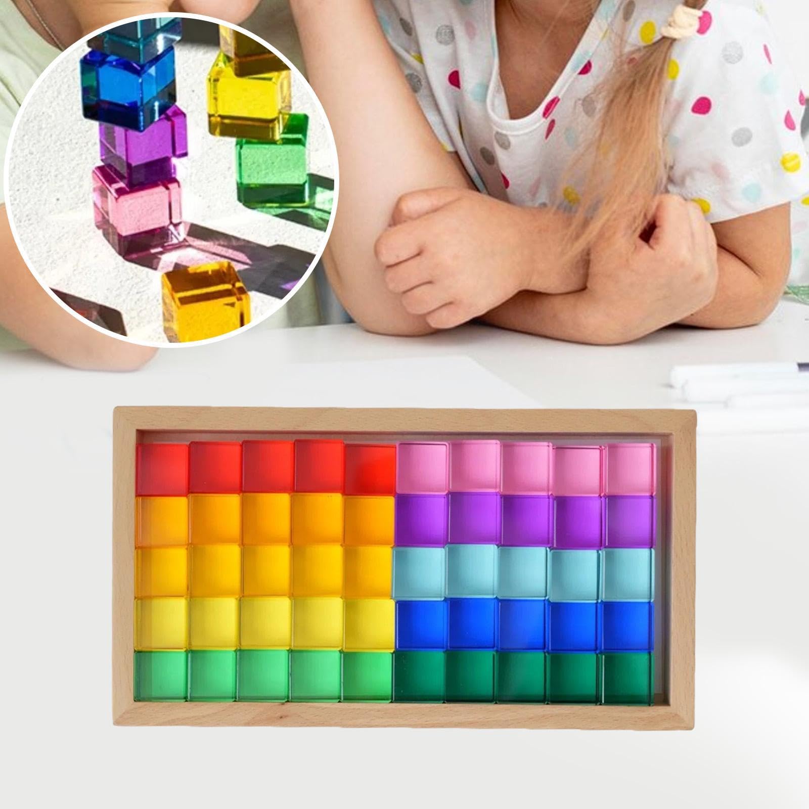 Oshhni Bloques de Construcción Cubos Acrílicos Juego Sensorial Infantil Aprendizaje Lógico Apto para Niños Niñas Centro Educativo Hogar