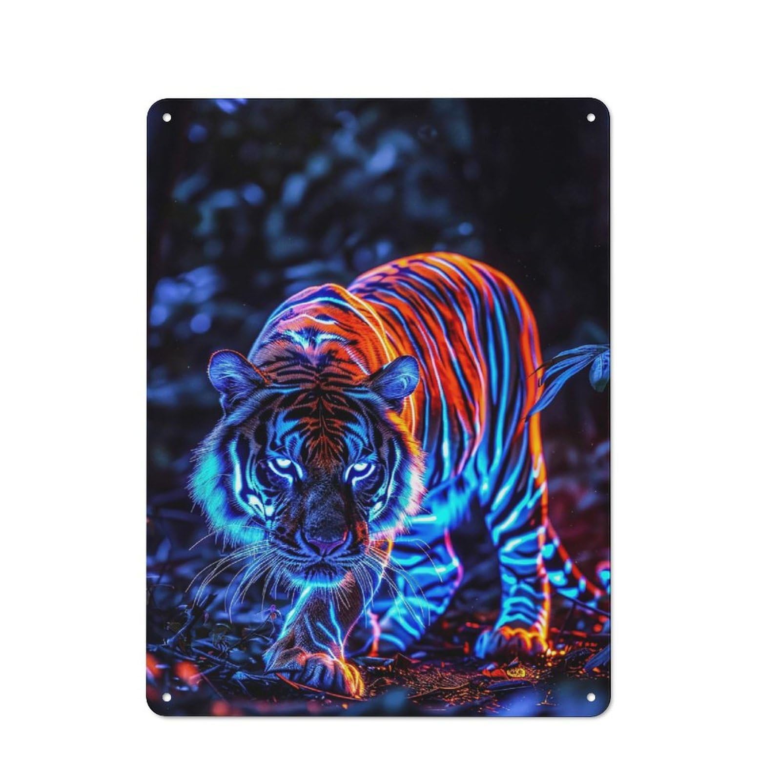 Junmoney Style-6 Neon Tiger Rustic Metal Wall Sign 40X30cm For Bar Or Restaurant, A Decorative Metal Sign For Bars And Restaurants