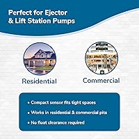 Vista 9 de HC5000T - Interruptor electrónico de bomba de aguas residuales, cable de 12 pies, sin entrada de pozo, sistema de alarma inteligente con sensor