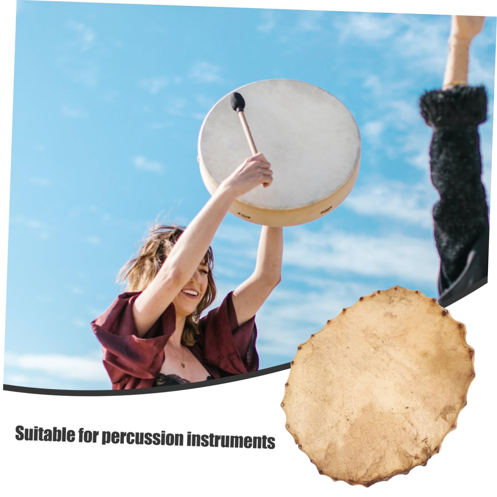 Amazon | EXAOMBLE 黄牛皮大太鼓用交換ドラムヘッド 丸型打楽器用皮製