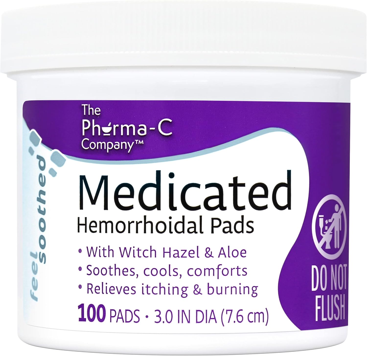 PharmaC Medicated Hemorrhoidal Pads [100 Pads] Cooling