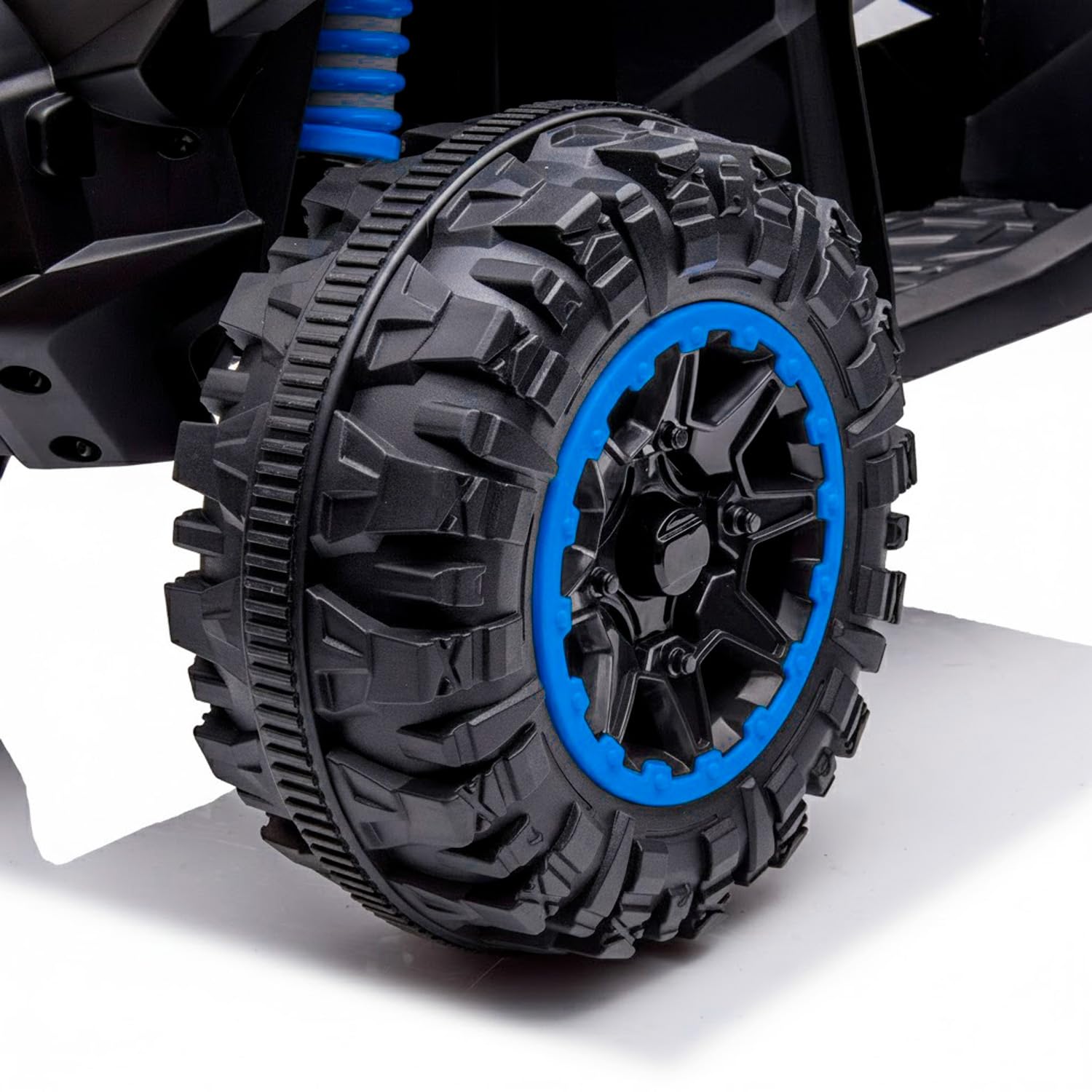 Quad Elettrico Bambini 12V ATV con Doppio Motore 35 W 2 Velocità 3-6 km/h Fari LED Musica USB/MP3 Ruote Larghe con Sospensioni Quad per Bambini 3-5 Anni Bianco (Blu)