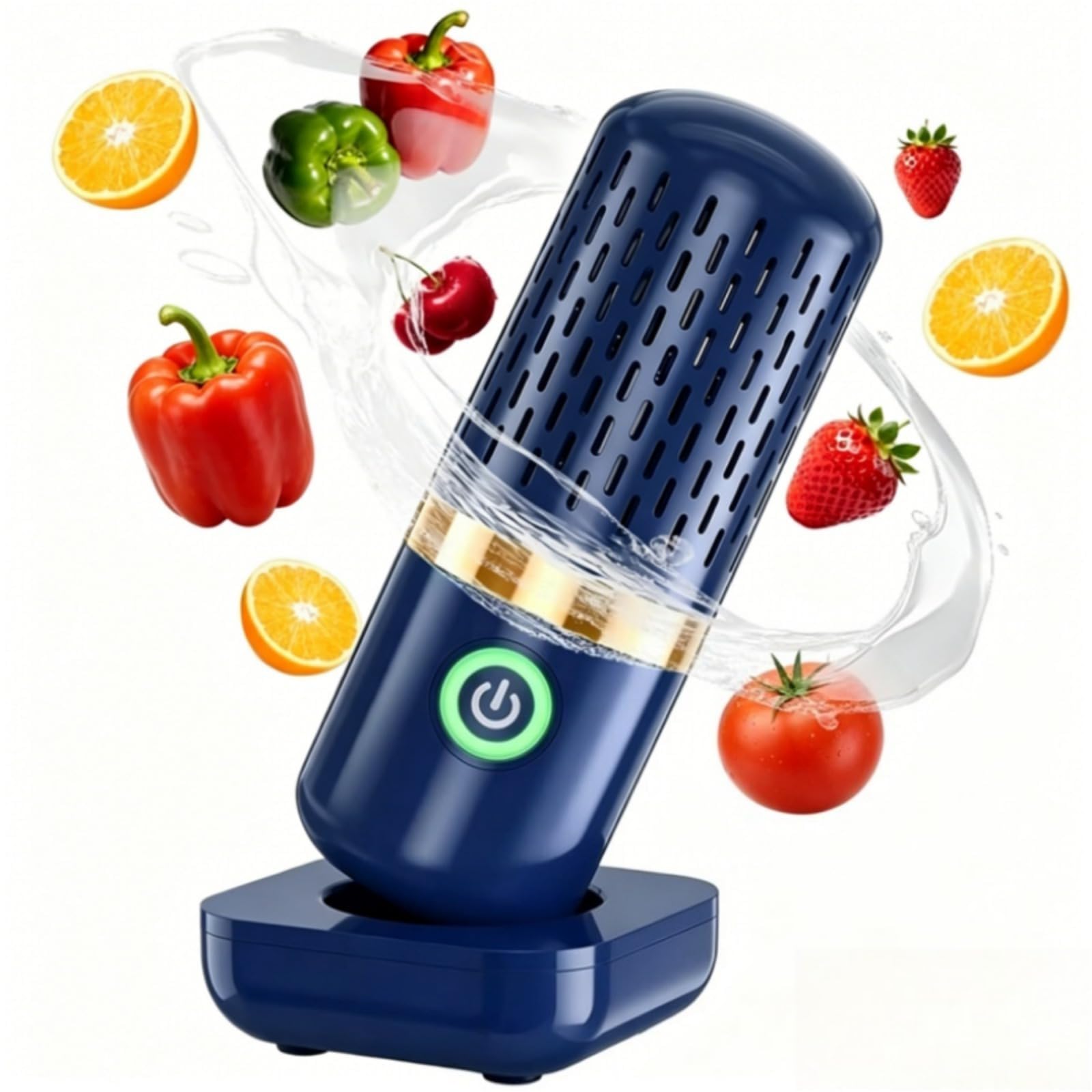 Lorastia Limpiador de Frutas y Verduras, Purificador de Alimentos Inalámbrico Portátil con Tecnología de Iones OH, Carga Rápida (1 pcs)