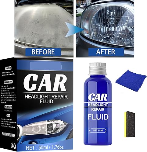 XIRUJNFD Líquido de reparación de faros delanteros, kit de restauración de faros delanteros, kit de limpiador y restaurador de faros delanteros,