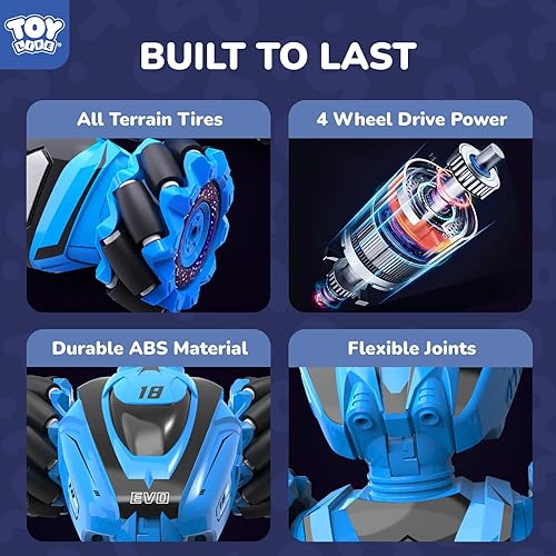 Miniatura 4 de TOY Life Auto de acrobacias RC con detección de gestos, auto de acrobacias a control remoto con luz 4WD controlado a mano, doble cara rotación de