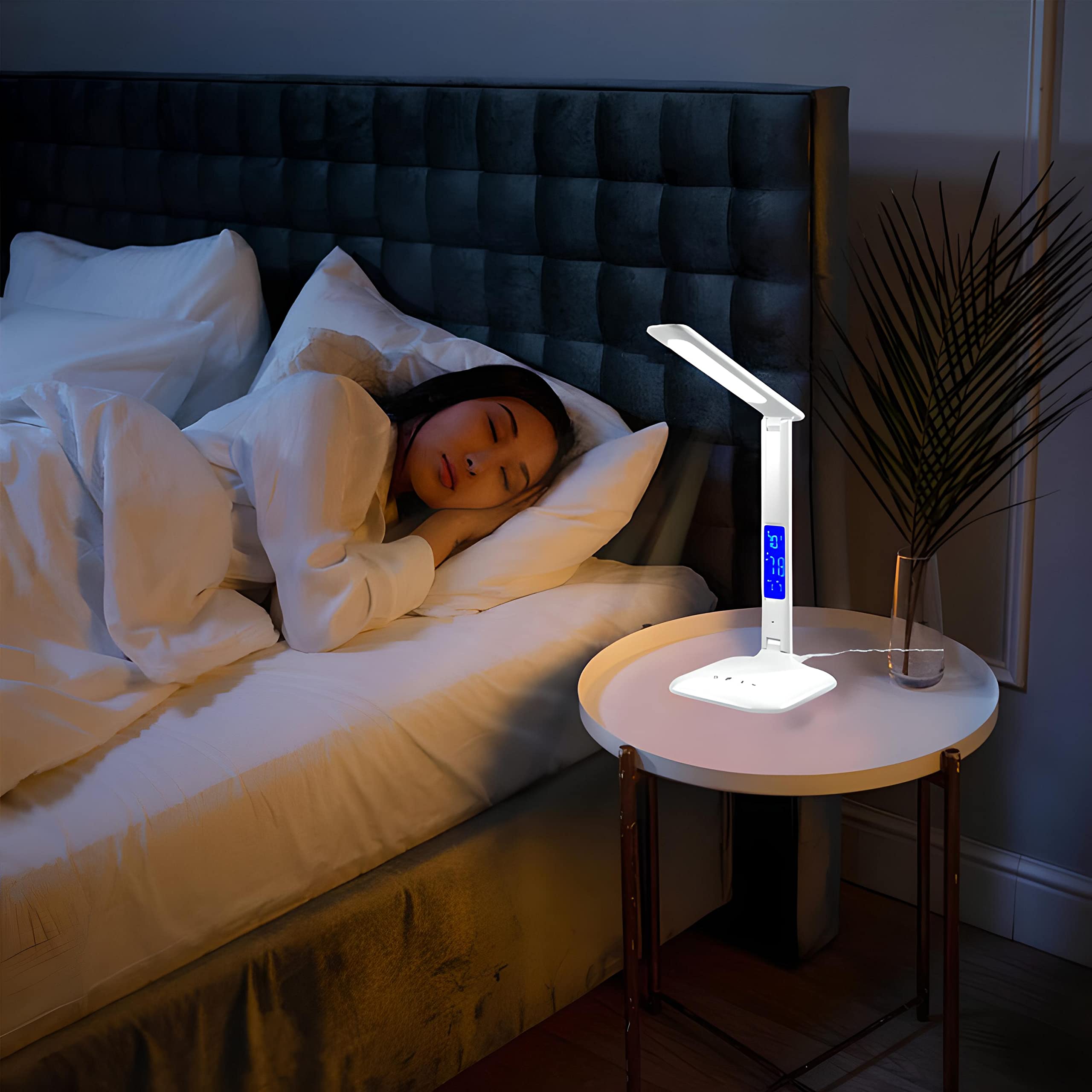 Lampada Da Scrivania LED Con Ricarica USB - 5 Livelli Luminosità, Display LCD, 5W 1200 Lux Per Ufficio E Casa - Foto 7