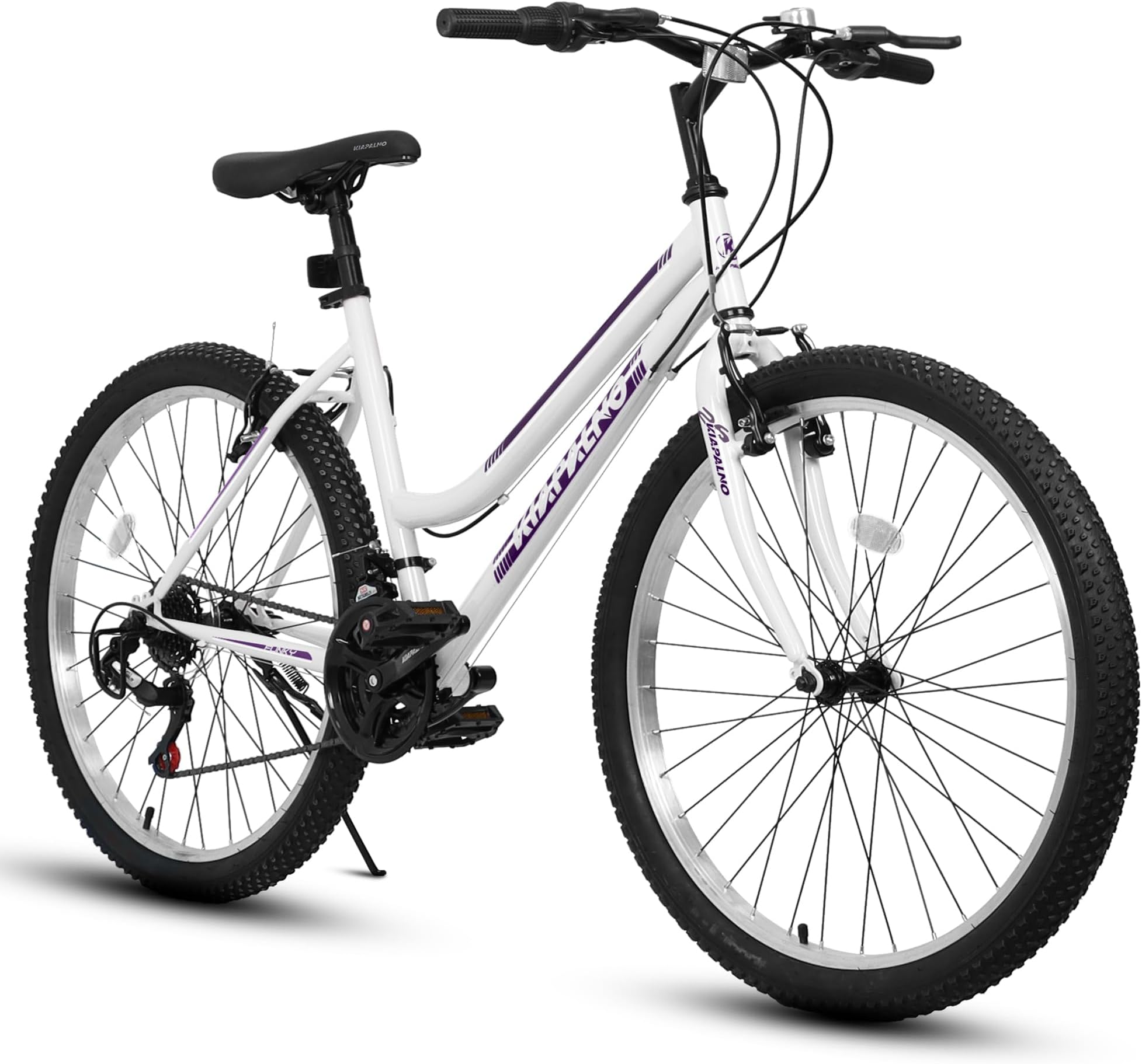 24/26 Inch Mountain Bike for Girls Women, 21 Speed Mountain Bicycle with Dual V-Brake, Carbon Steel Frame, Commuting City Bike to School Work Summer Travel