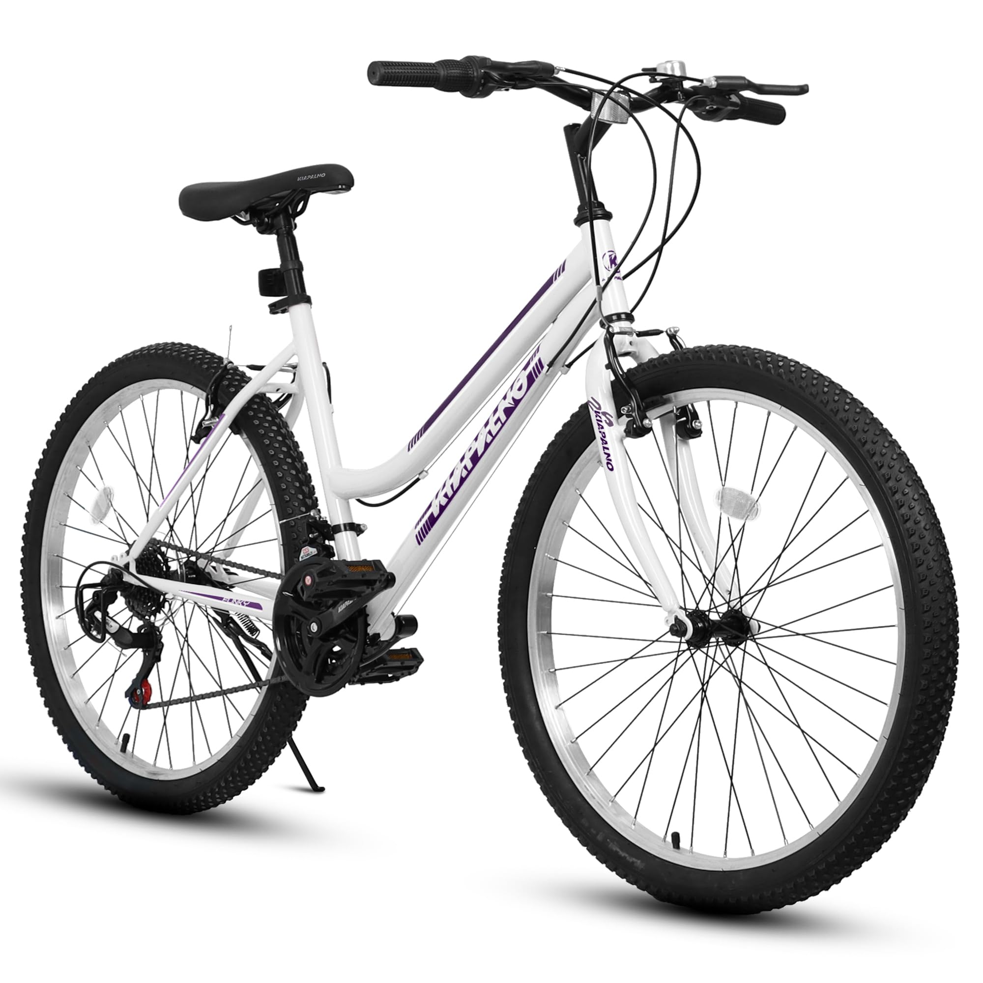 24/26 Inch Mountain Bike for Girls Women, 21 Speed Mountain Bicycle with Dual V-Brake, Carbon Steel Frame, Commuting City Bike to School Work Summer Travel