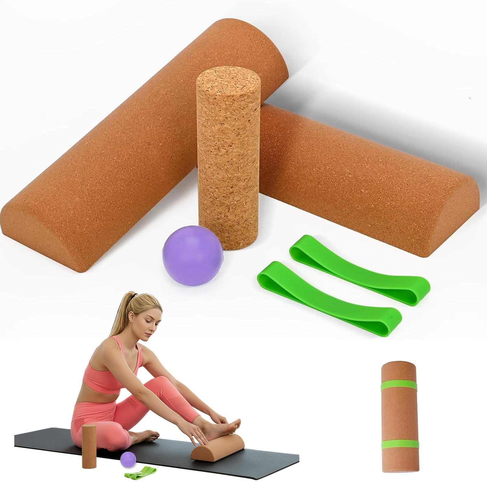 Liège Pied Balance Board Set Proprioception Cheville Planche d'équilibre Pieds Rouleau en Liège pour l'équilibre, Stabilité et Renforcement Musculaire des Pieds