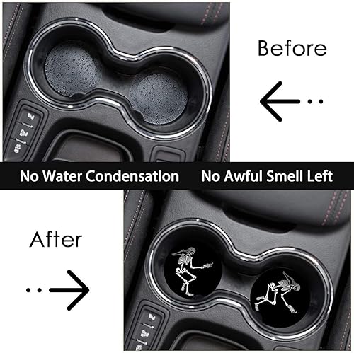 Miniatura 4 de Britimes Posavasos absorbentes para automóvil para bebidas, paquete de 2 portavasos, piedra de cerámica de 2.56 pulgadas y base de corcho