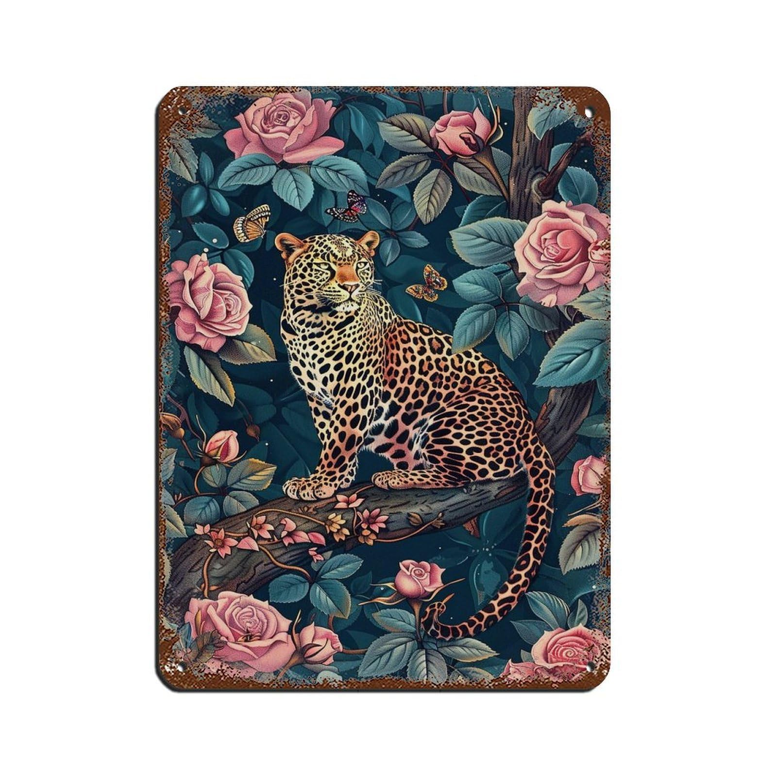 Poster for Matisse's Leopard in A Tree Tin Sign Vintage Metal Pub Club Cafe Bar Home Wall Art Decoration Poster Retro 12x16inch(30x40cm)
