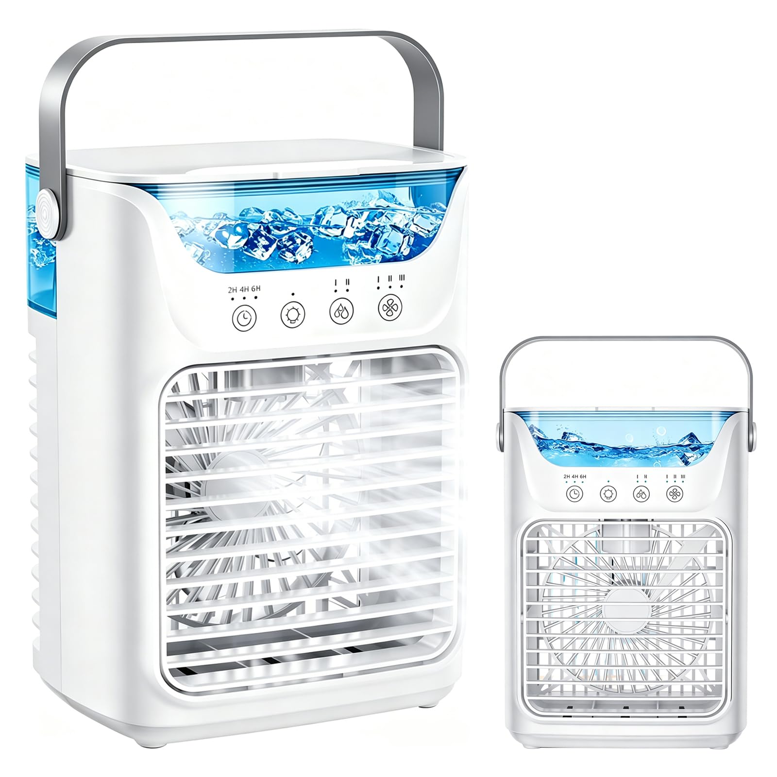 Portable 4-in-1 Evaporative Air Cooler, 3 Speeds 700ml Tank with Timer