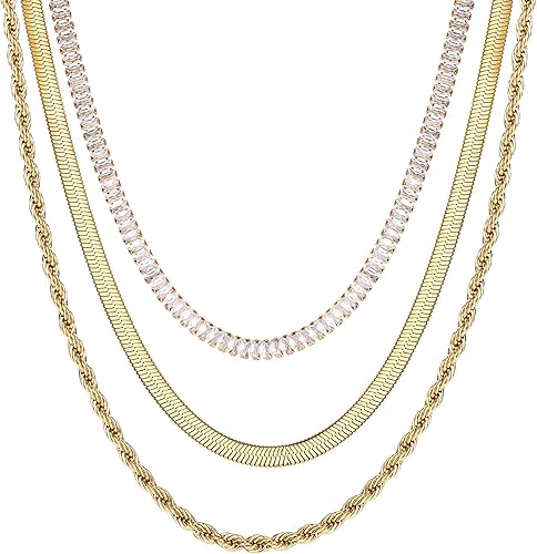 Kakonia Collar Herringbone para Mujeres, Collar de Oro Delicado, Collares Choker