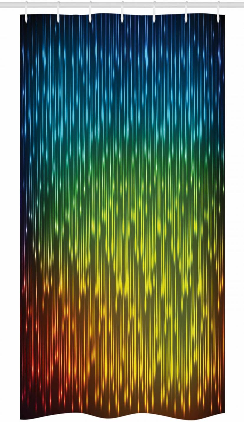 Ambesonne Colorful Stall Shower Curtain, Galaxy Universe Outer Space Inspired Technical Neon Rain Modern Abstract Art Print, Fabric Bathroom Decor Set with Hooks, 36" W x 72" L, Lime Green Sky Blue