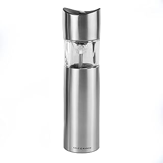 Cole & Mason H306941 Penrose Moulin électrique pour Sel et Poivre, Acier Inoxydable, 210mm