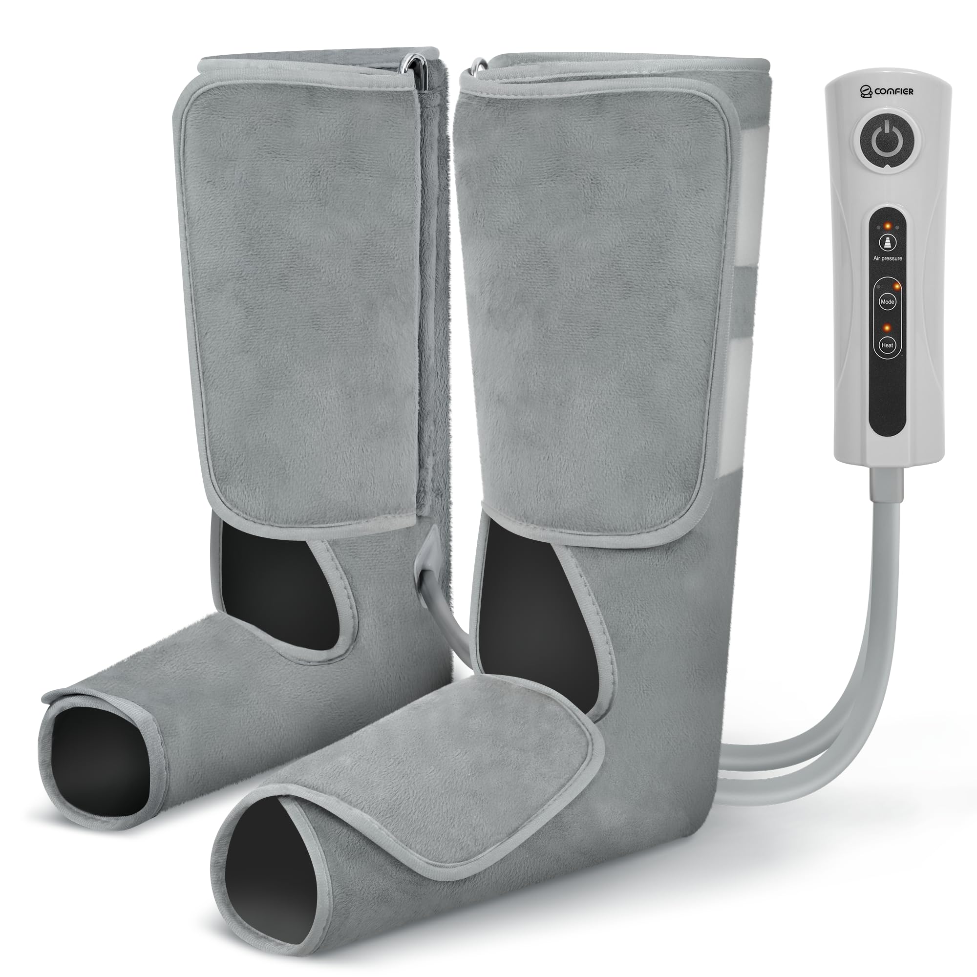 COMFIER Masajeador de Piernas con Función de Compresión y Calor, Masajeador de Pies y Pantorrillas con 3 Niveles de Intensidad y Botas de Masaje Ajustables, Regalo Mujer Hombre