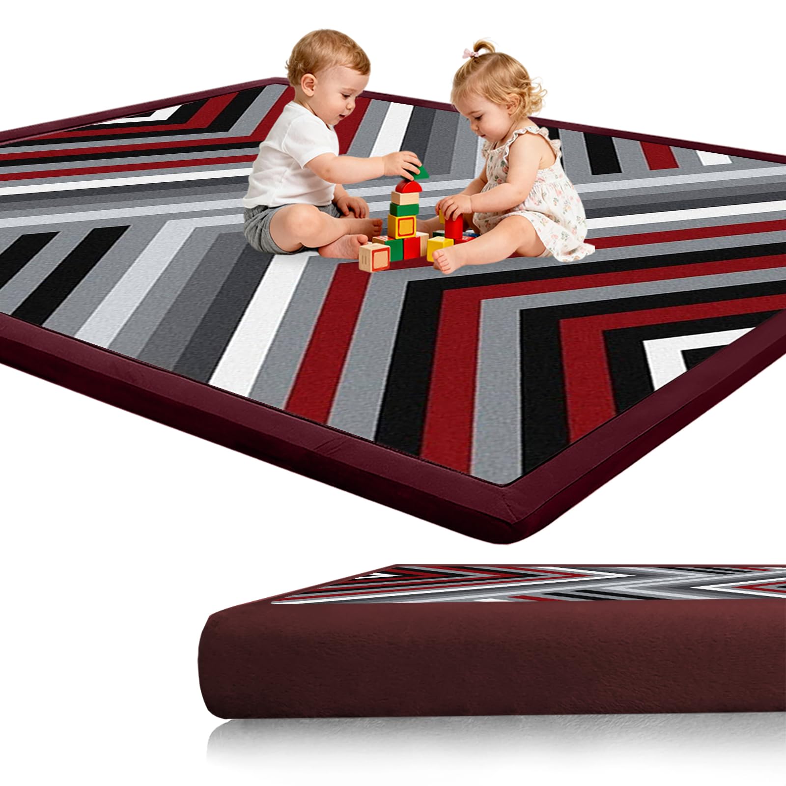 Krabbelmatte Baby - 2 cm Dicke Spielmatte - weich Teppich Kinderzimmer - rutschfeste Schaumstoffmatte - Spielteppich Kinder - Krabbeldecke warm - Kinderteppich 60 x 180cm