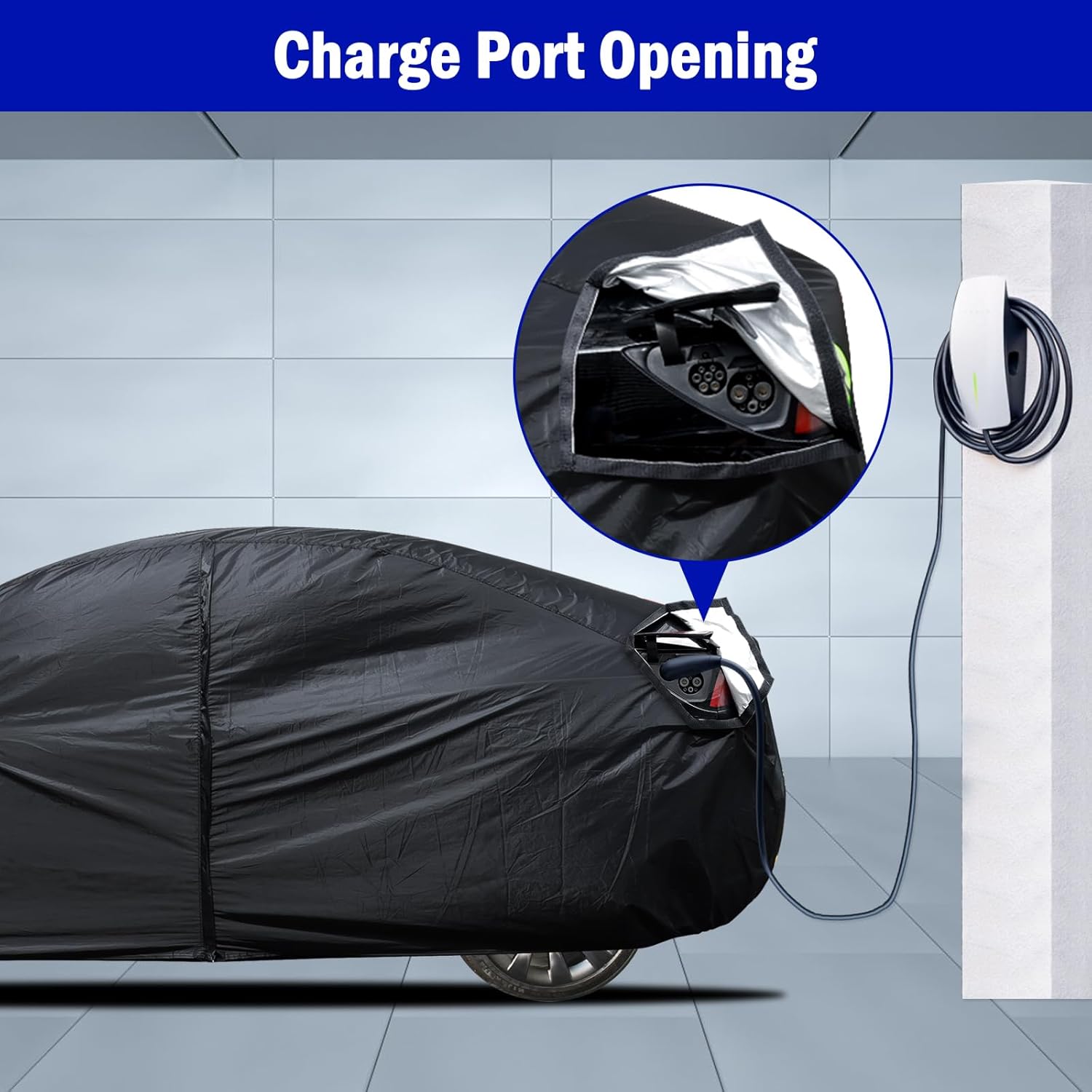 Custom Fit for Model Y Car Cover 2020-2024 Waterproof All Weather Protection Rain Snow UV Protection with Door Zipper Charging Port Ventilated Mesh