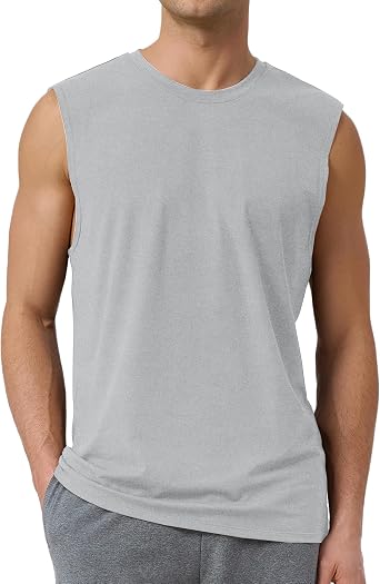Mens Sleeveless Shirt Workout Tank Top Cut Off Shirt Muscle Gym T Shirt Quick Dry Modal Cotton Loose Fit Athletic Tank