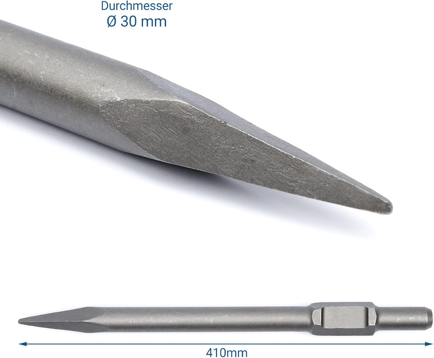 Verda 3-teiliges Meißel-Set Flachmeißel, Spitzmeißel, Breitmeißel mit robuster SDS-HEX-Aufnahme, Länge 410 mm, ideal für den Einsatz in Abbruchhämmern SN1404