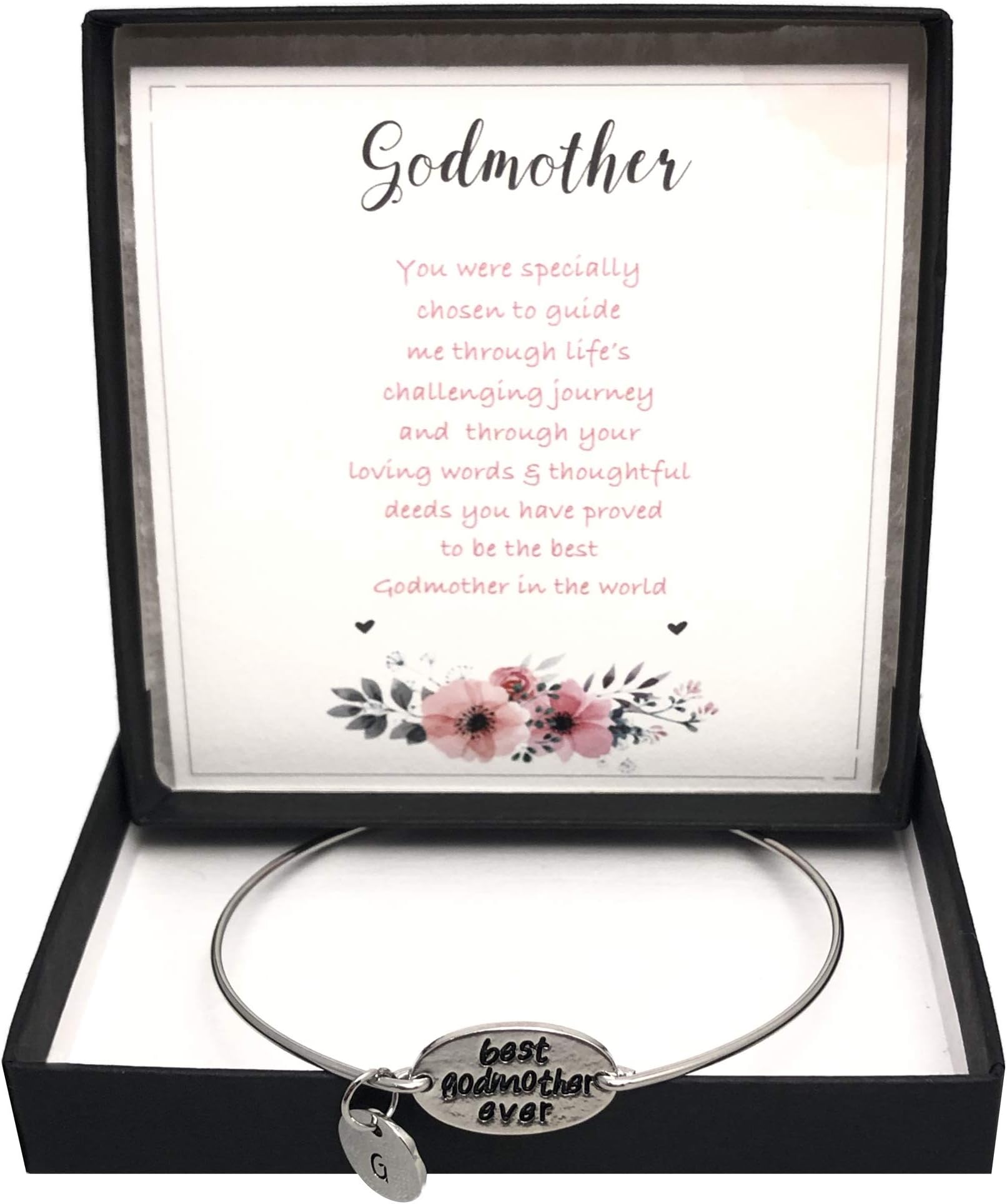 Best Godmother Ever Bracelet Godmother Bangle With Gift Box & Heartfelt Message Card Will You Be My Godmother Christening Bangle Godmother Bracelet