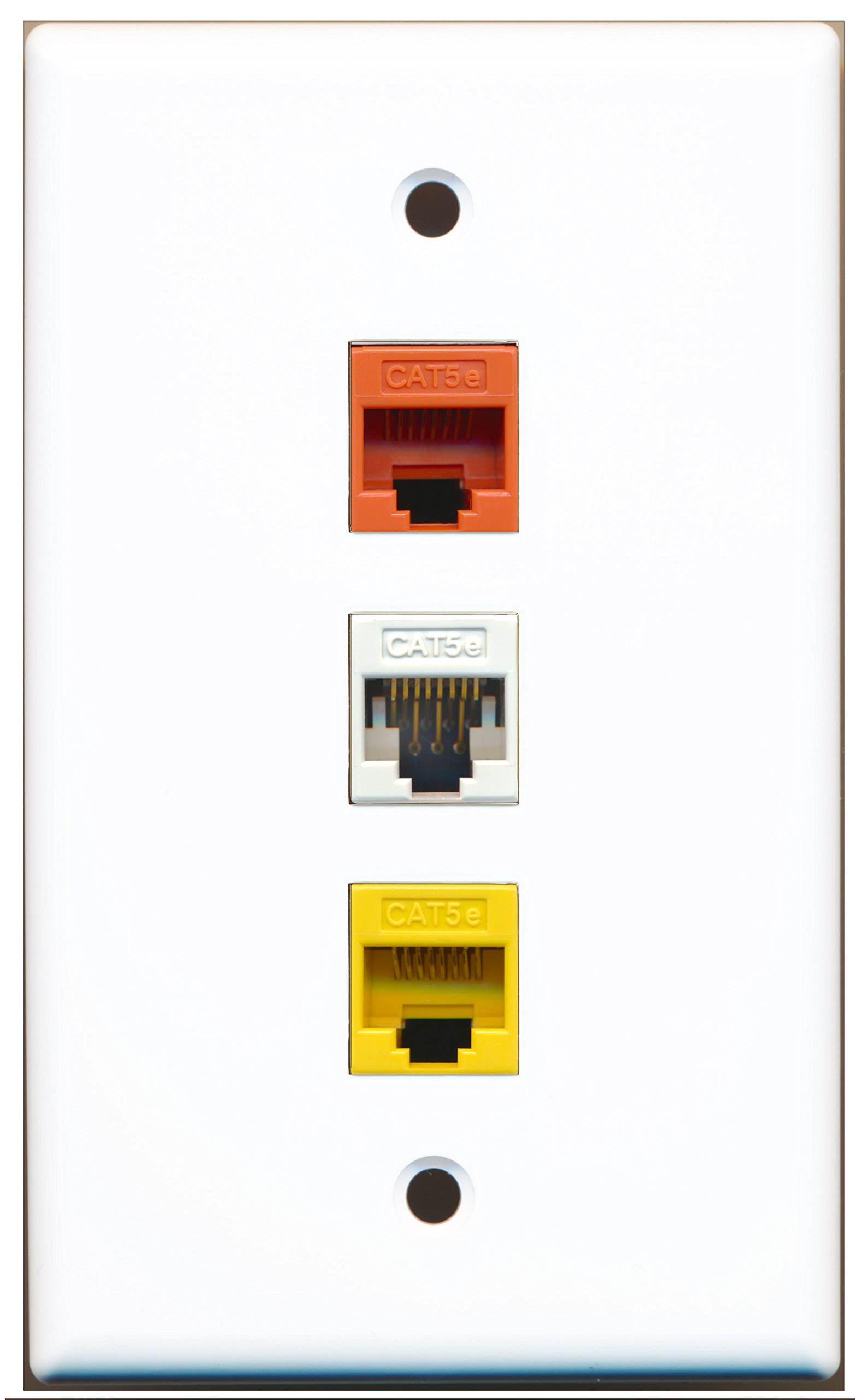Riteav Piastra A Muro Decorativa Per RJ45 Cat5e – Connettore Senza Utensili, 1 Porta, Bianca, Con Viti - 6