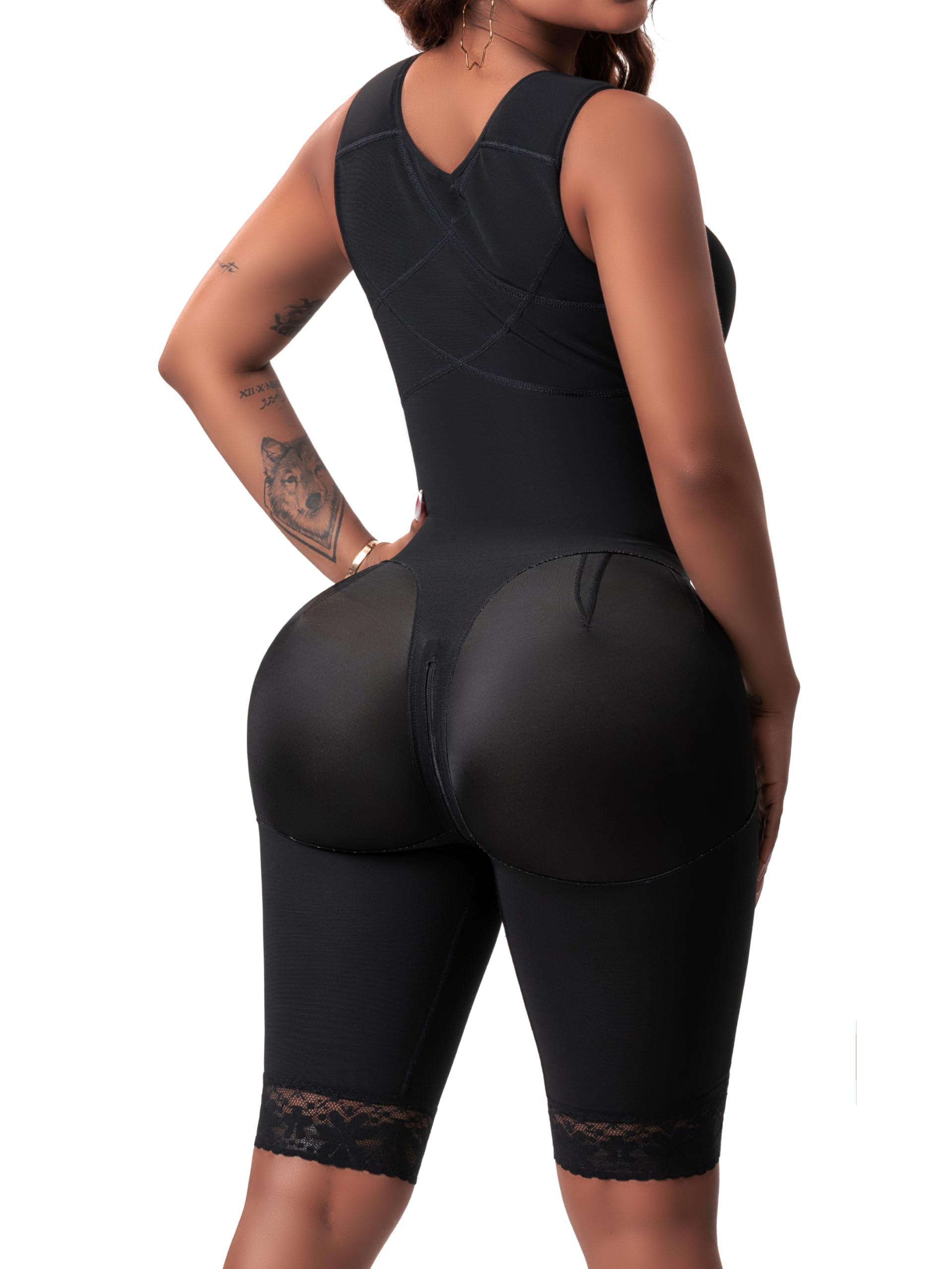 Snatched Body Post Surgery Stage 1 Faja - (With Bra) Fajas Colombianas For BBL & Liposuction - Compression Shapewear/Garment, Black, Medium