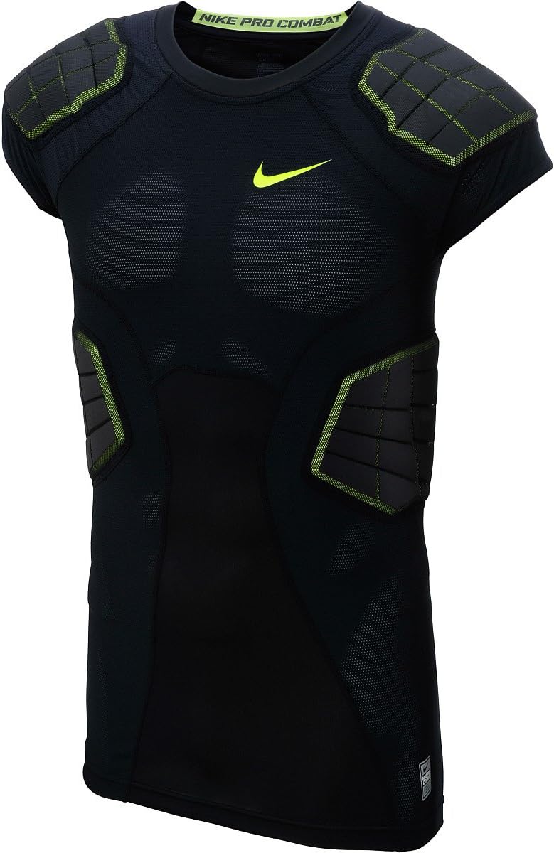 Men's Nike Hyperstrong Compression 4-Pad Football Shirt Black/Volt Size X-Large