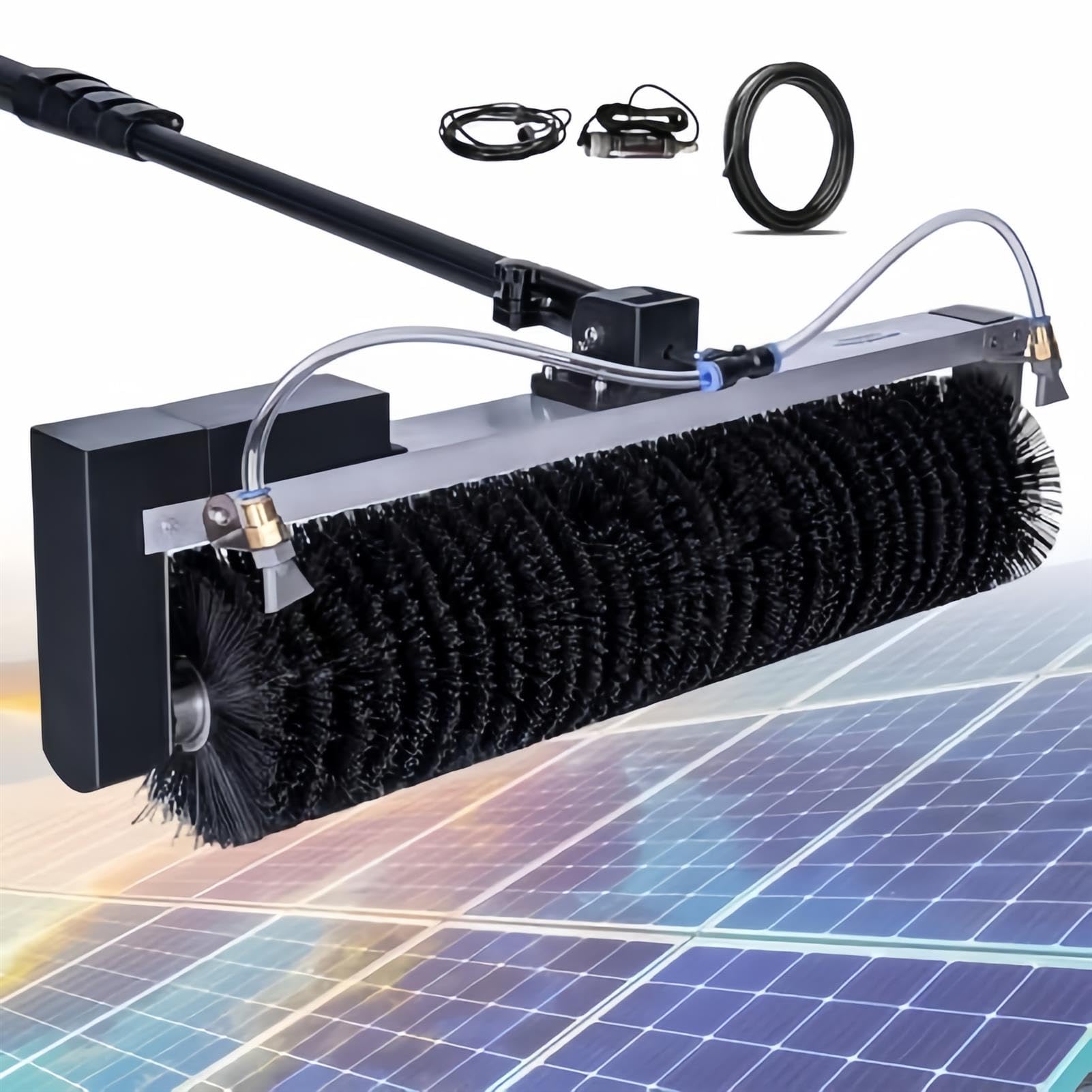 Automatisches Solarmodul-Reinigungsset - Ausziehbare Drehbürste für effiziente Solarpanel-Dach- und Fensterreinigung - Einfaches Wartungswerkzeug für Hausbesitzer