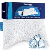 SUPA MODERN Cooling Side Sleeper Pillow, Shredded Memory Foam Bed Pillows for Sleeping Set of 1 Adjustable Queen Size Curved Neck Pillow-Cooling Pillow with Washable Cover White Cresent Queen (1 Pack)
