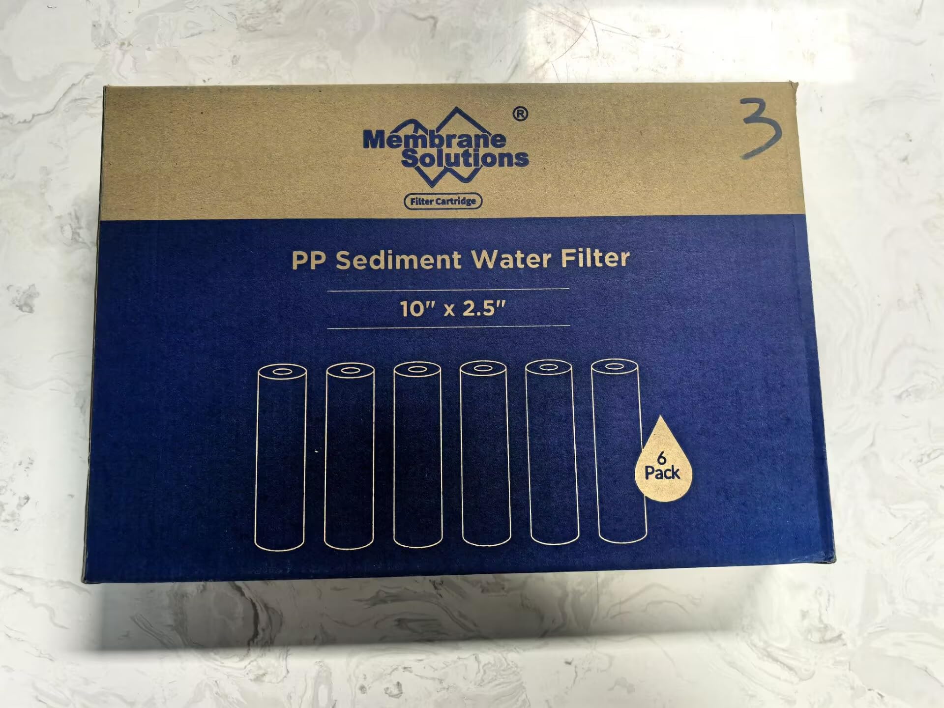 Membrane Solutions 10 x 2,5 pouces Remplacement de Filtres à Eau Sédiments en Polypropylène, Cartouche de Filtre, compatible avec Filtres Standards, Osmose Inverse - 20 Micron, 6 Pack
