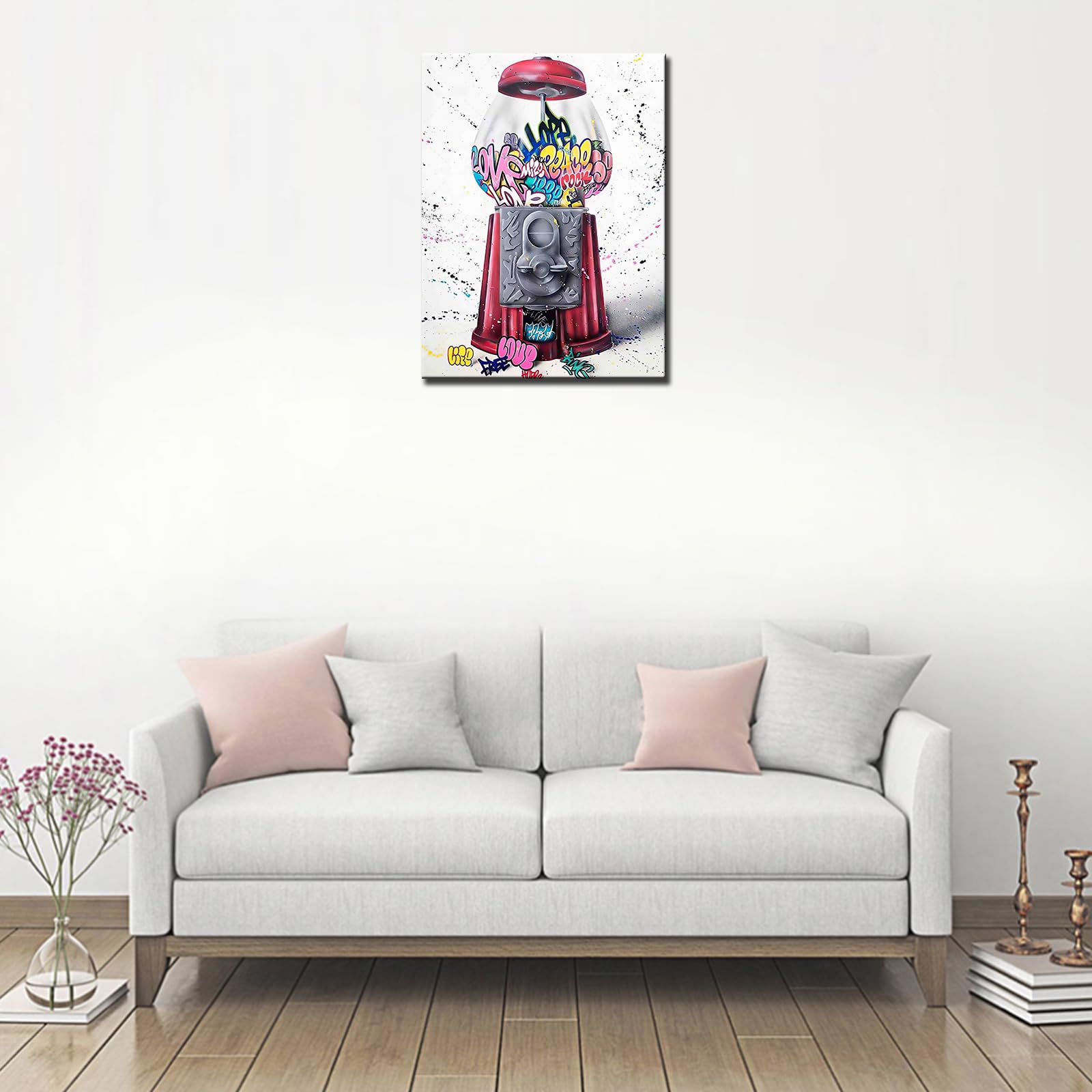 Banksy Street Art Graffiti Funny Pictures Doodle Paintings Artwork for Living Room Gift 1 Pieces Canvas Wall Art Nordic Home Decor Framed Ready to Hang Poster and Prints (12''W x 16''H) - Image 2