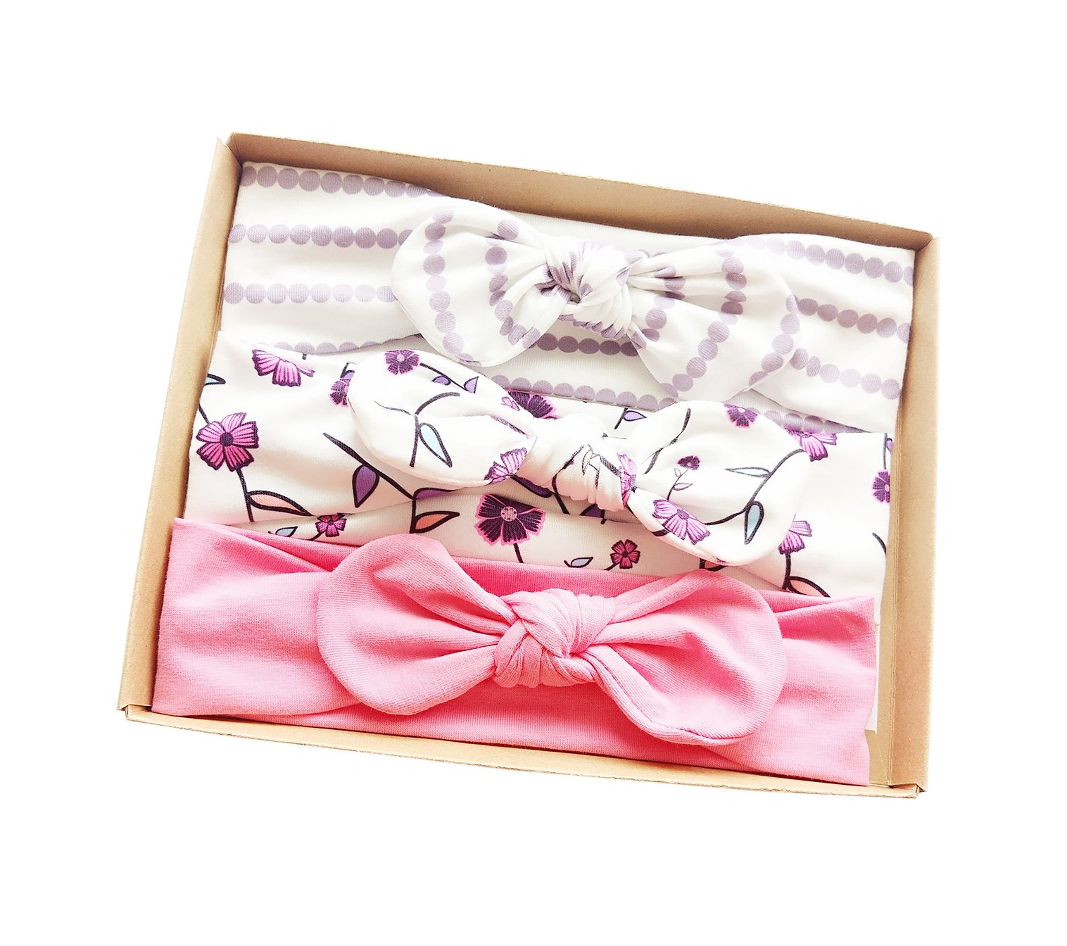 Fascia Capelli Bimba Cotone Bowknot Elastica Colori Diversi Regalo per Neonate Bambine 3Pcs