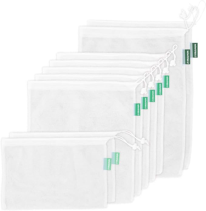 Earthwise Reusable Mesh Produce Bags See Through Set of