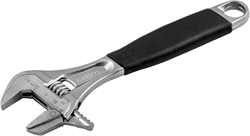Bahco 6" SAE Ergo Combination Industrial Chrome Finish Adjustable/Pipe Wrench, Reversible Jaw for Dual Functionality, Aggressive Angled Teeth, True Ergo Thermoplastic Handle, and Slim Tapered Jaws
