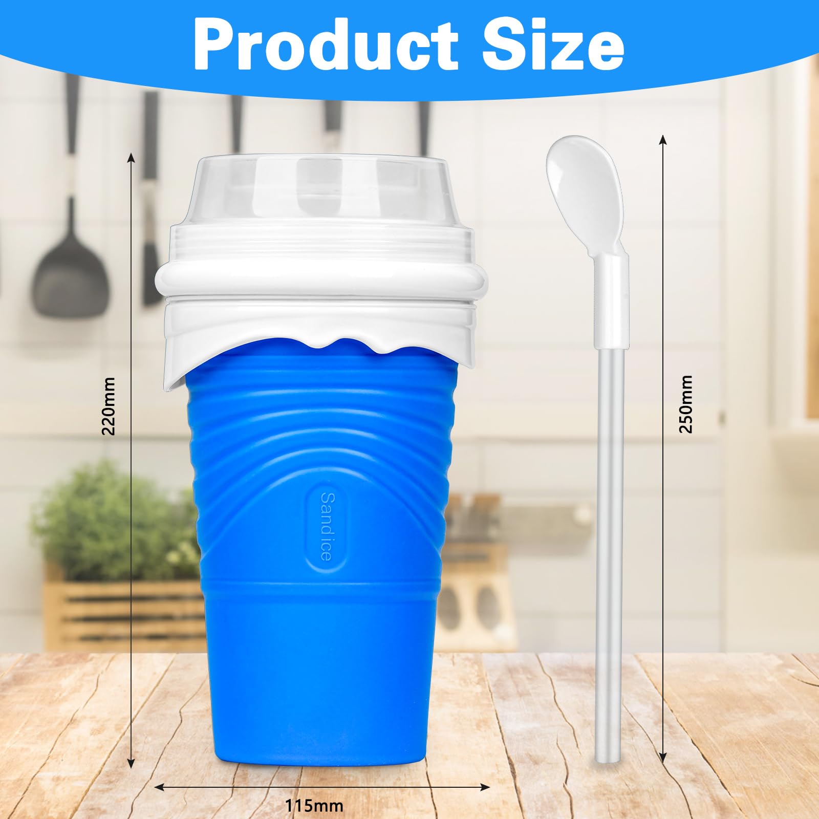 Slushy Maker 500 ml Macchina per Granita in Silicone Frozen Magic Squeeze Cup Smoothie DIY Homemade Smoothie Cup with 2 In 1 Straw And Spoon per l'estate