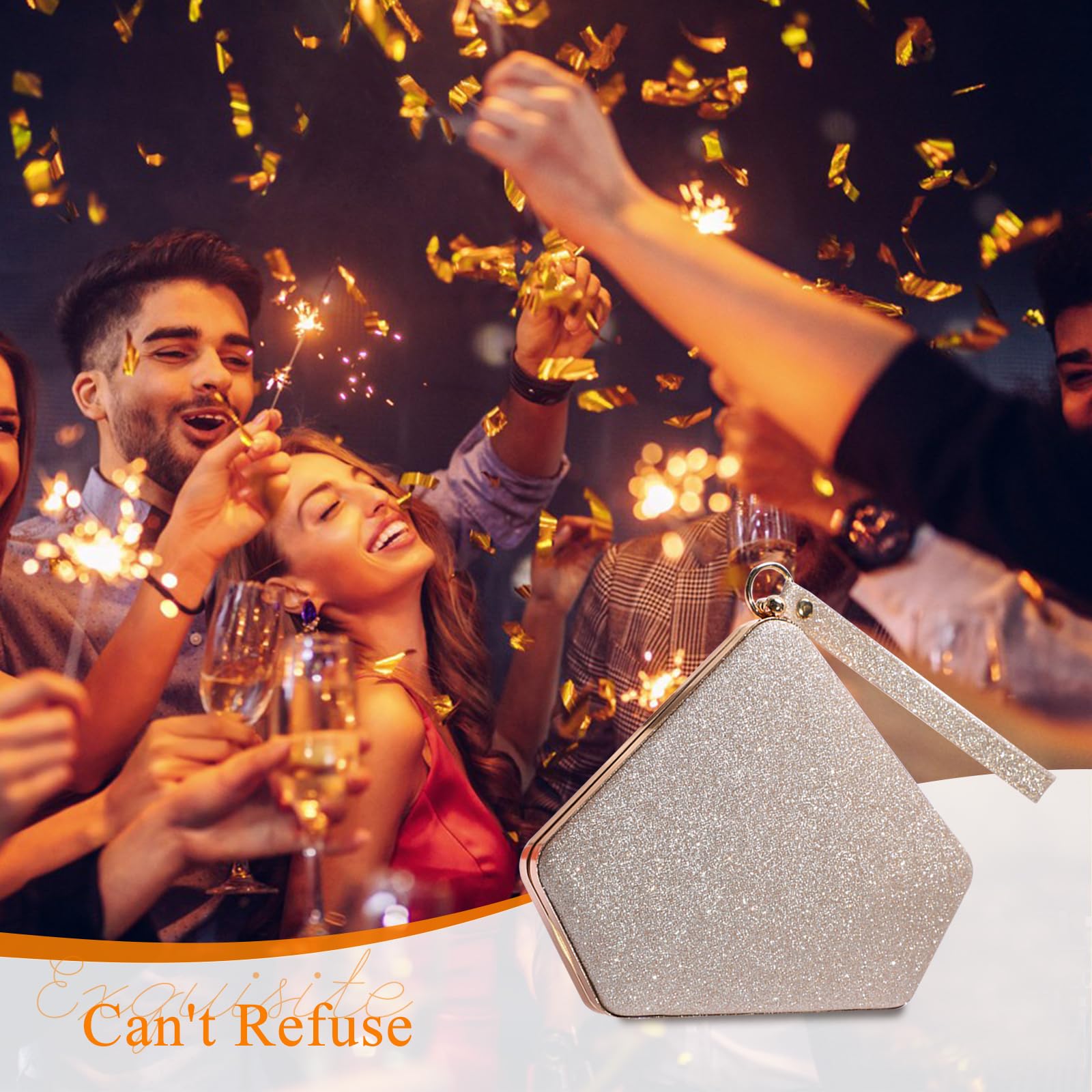 CORIOS Lentejuelas Clutch para Mujer Bolsa de Noche Bolso de Boda Lujoso Bolso de Hombro Bolsa de Cadena Pequeña Elegante Bolsos Bandolera Bolso de Fiesta para Fiesta de Graduación Banquete Dorado