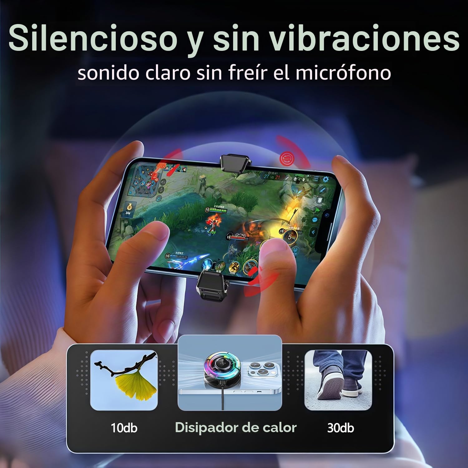 Enfriador magnético de teléfono para juegos, ventilador de refrigeración de iPhone celular para clima caluroso, Enfriador móvil RGB portátil para funda celular, ventilador para teléfono, iPad