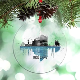 Brisbane Skyline Cityscape Christmas Ornaments 2024 Australia Travel Christmas Decorations for Tree Clear Acrylic Ornaments Unique Hanging Ornaments Present Xmas Souvenir Gifts
