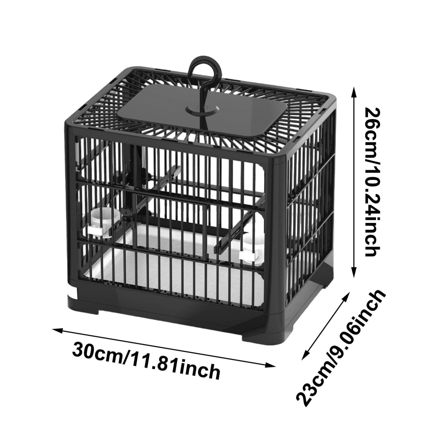 Vogelreisetasche, leichtes Starter-Set für kleine Vögel, mit abnehmbarem Tablett und Hakengriff, für Sittiche, Papageien, Papageien, Lovebirds (schwarz)