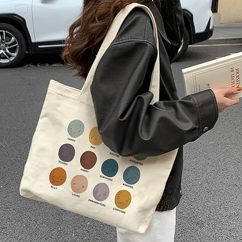 Miniatura 5 de Hizelzidy Bolsa de lona grande de 18 x 14 pulgadas, para mujer, reutilizable, estética, comestibles, playa, viajes, regalo