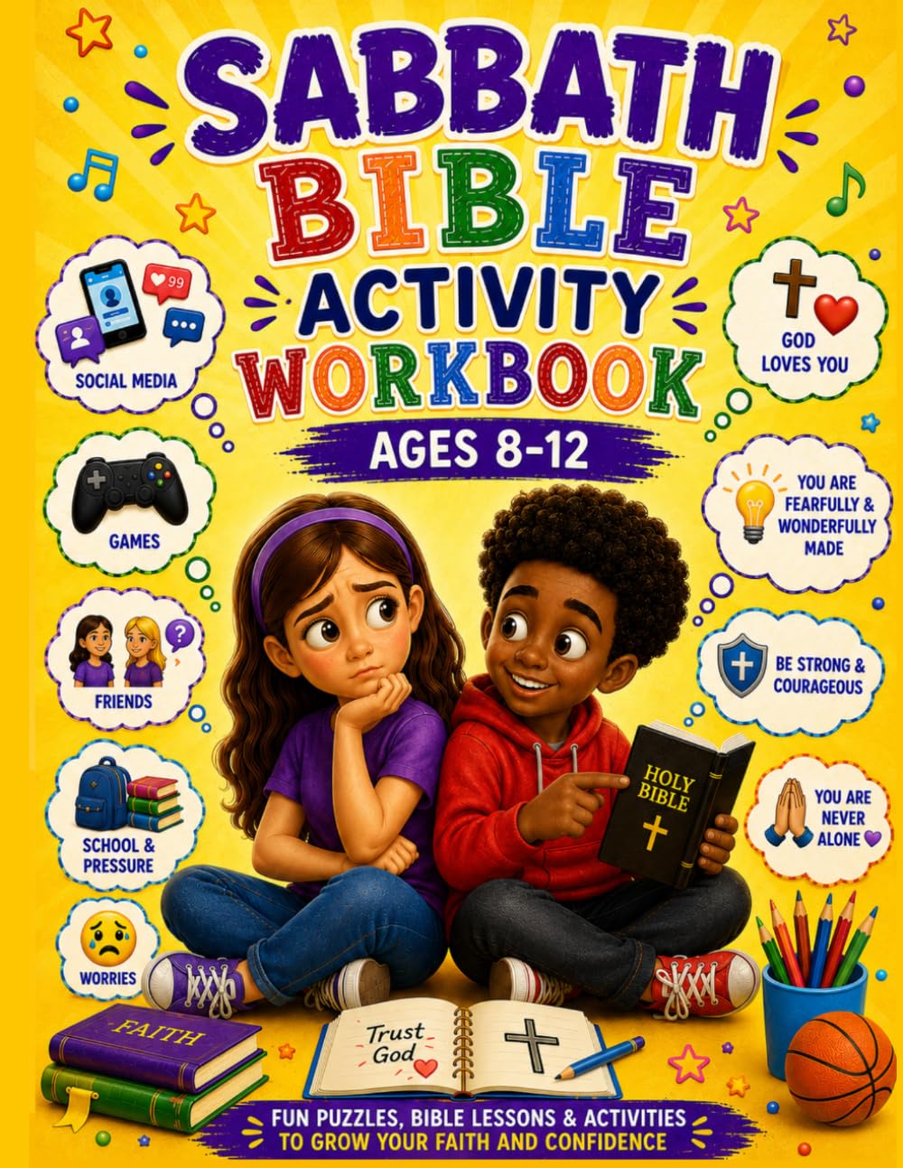 Sabbath Bible Activity Workbook: Fun Puzzles, Bible Lessons & Activities to Grow Your Faith and Confidence (Ages 8–12)